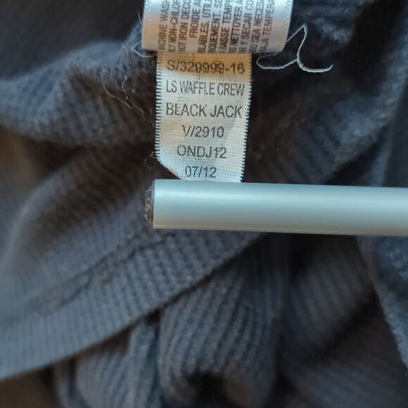 Old Navy Shirt Top Waffle Thermal Medium Black Long Sleeve Crewneck Stretch - Picture 9 of 9